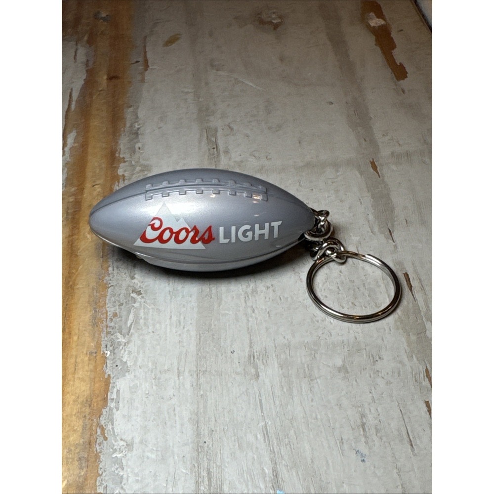 NEW Grey Coors Light Football Shaped Bottle Opener Keychain Logo